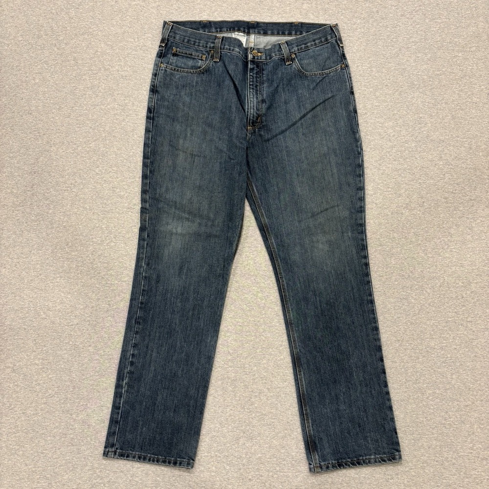 Carhartt Straight Traditional Fit Jeans Men's Size 38x32 Blue Medium Wash Denim